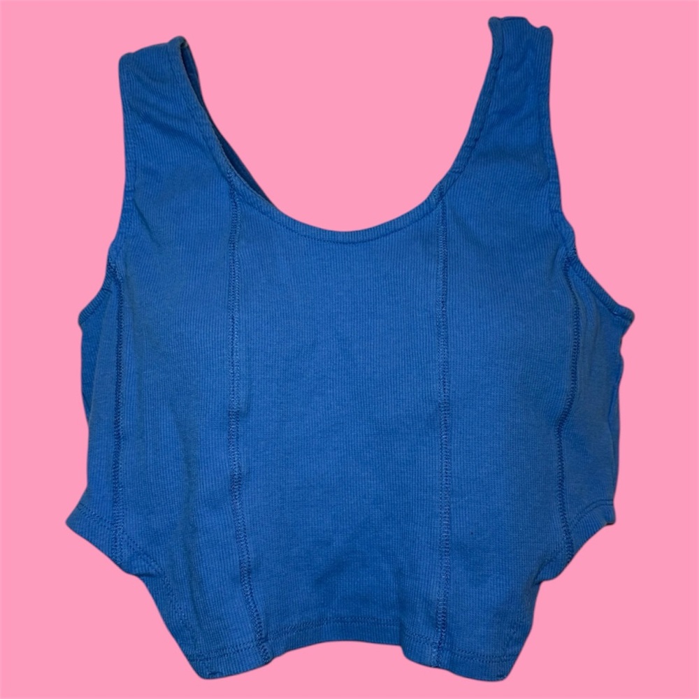 Blue corset like cropped top
